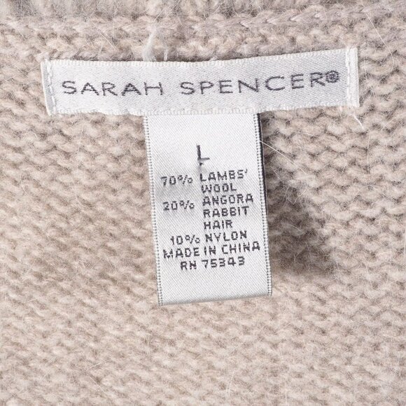 Sarah Spencer Womens L Sweater Wool Angora Blend  Jewel Snap Natural - Picture 9 of 12